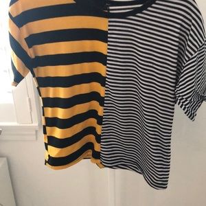 yellow black and white stripped long sleeve